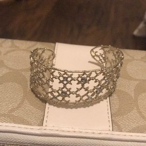 Alexis Bittar Spur Lace Cuff Gold Crystal Studded